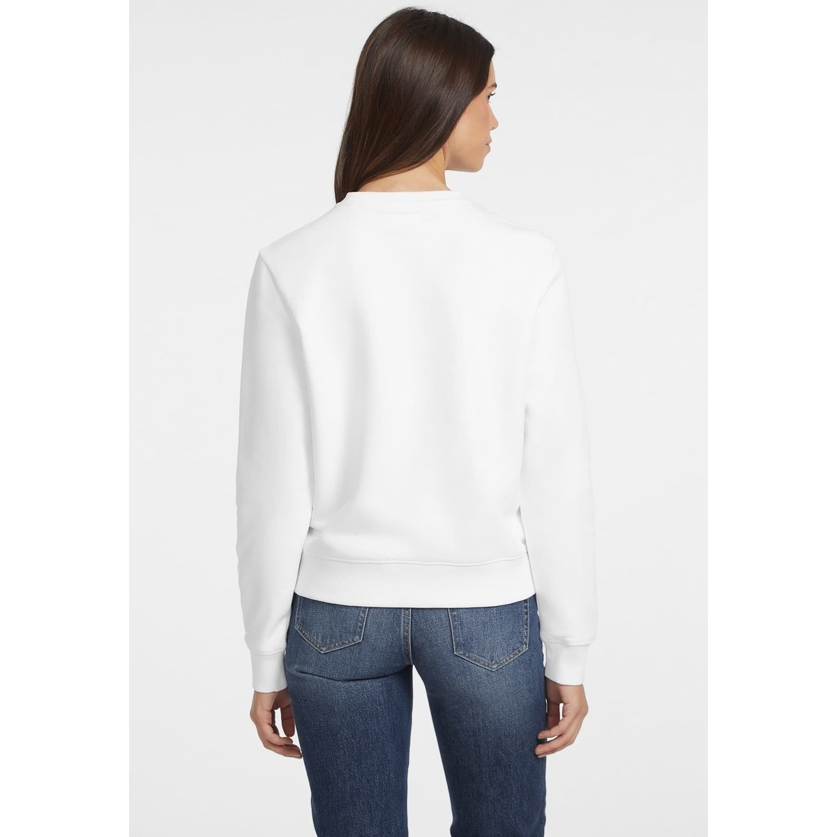 Sweat-Shirt Logo Brodé blanc, GUESS JEANS
