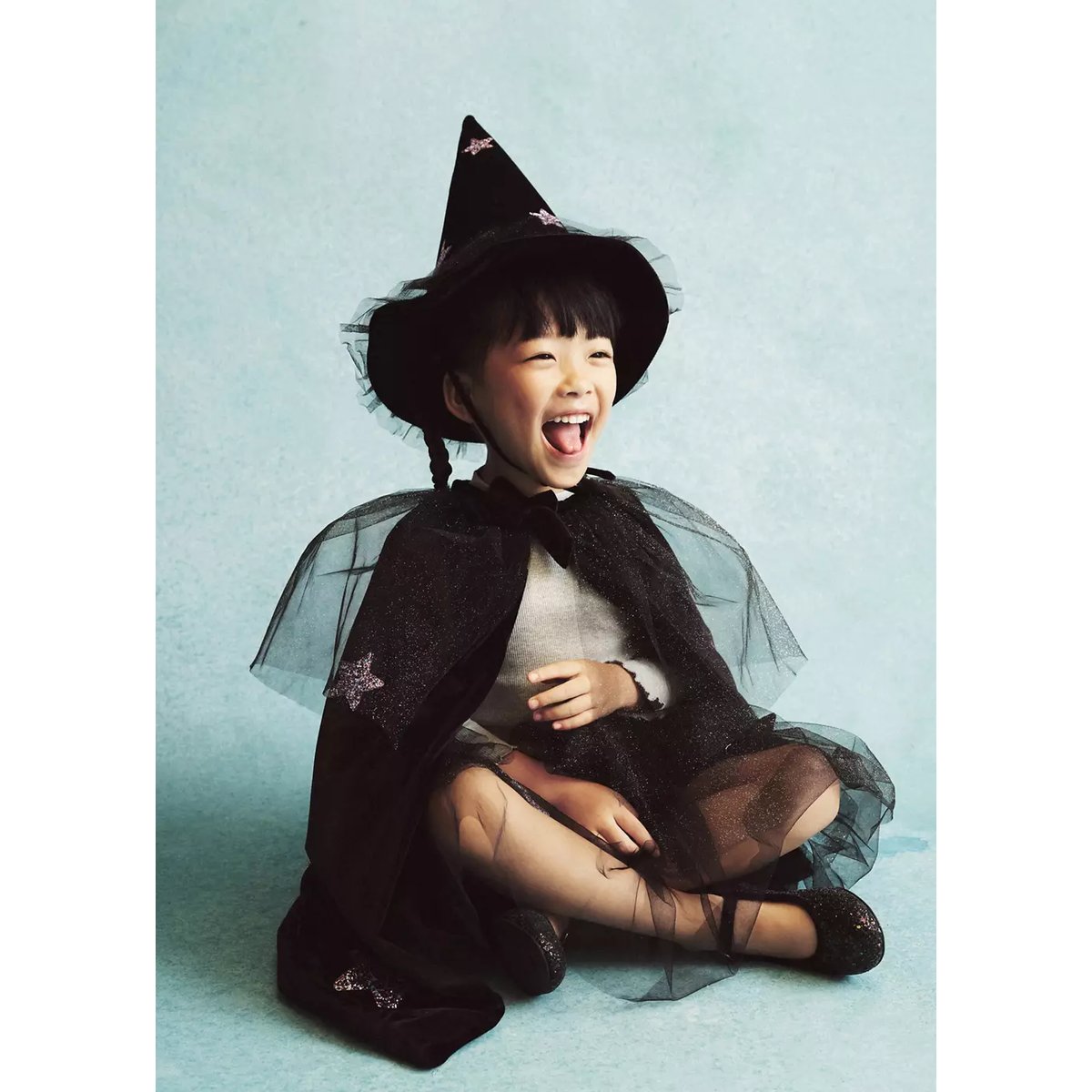 Chapeau de sorcière en tulle avec étoiles noir, MANGO KIDS