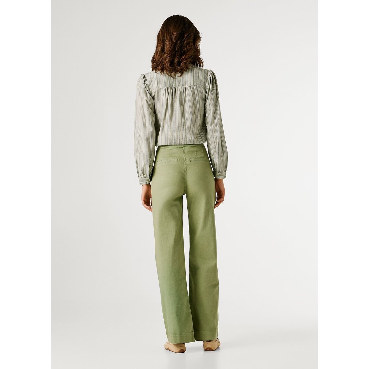 Pantalón de pata ancha con detalle de botones caqui, PEPE JEANS
