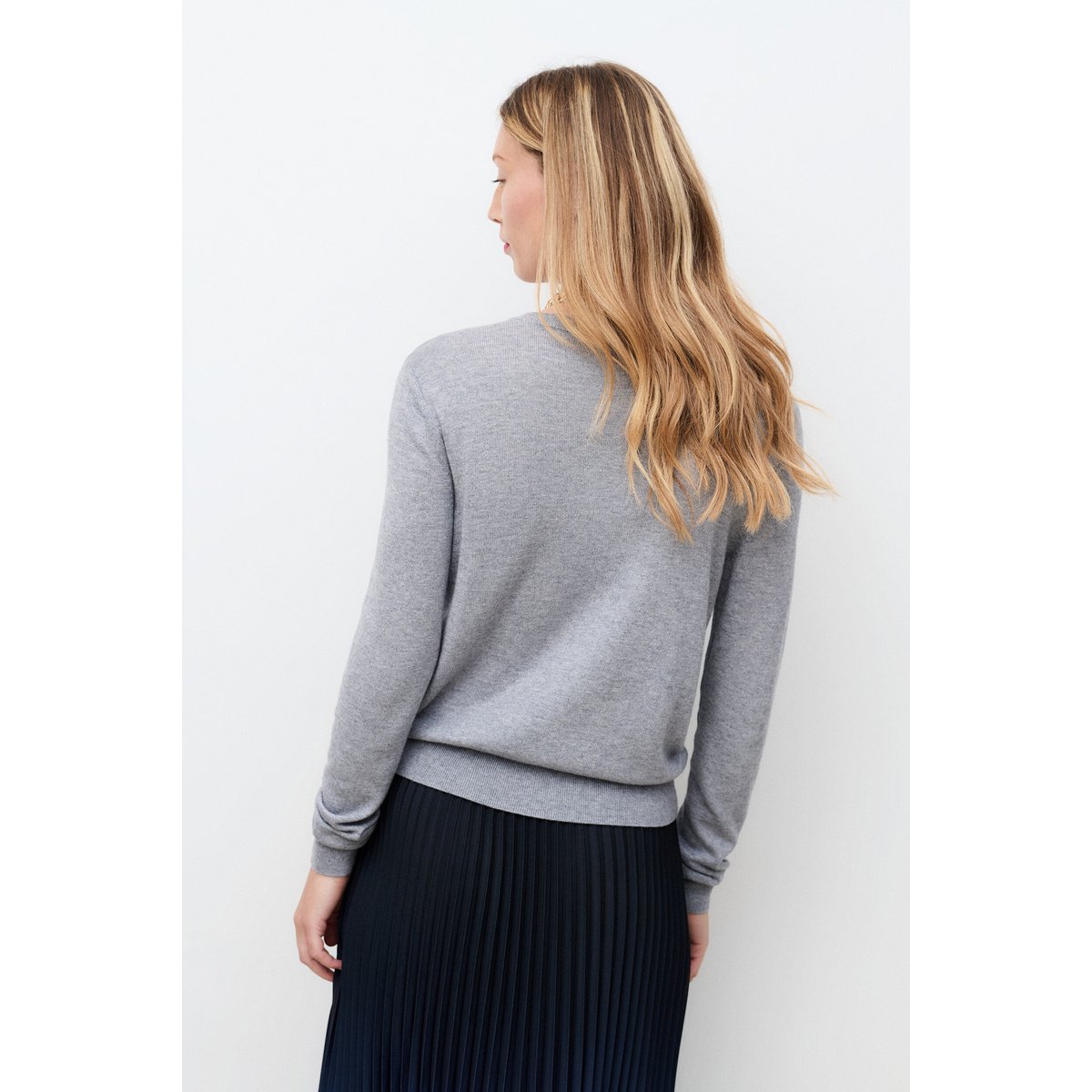 Gilet droit col rond laine MCAROLA gris, CAROLL
