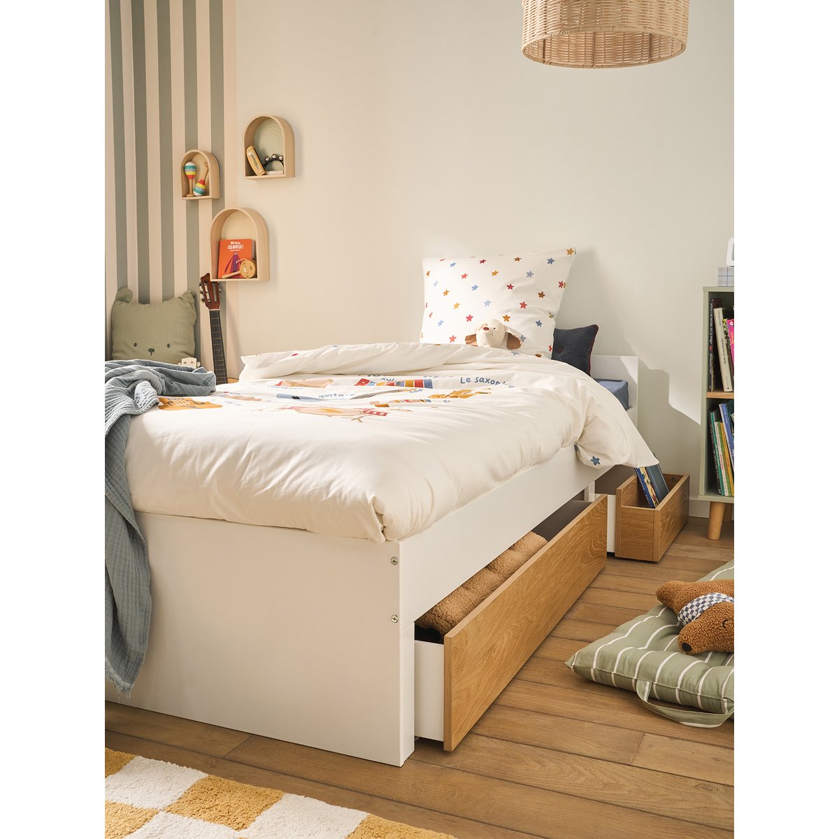 Lit enfant Cabane 90x190cm blanc, VERTBAUDET