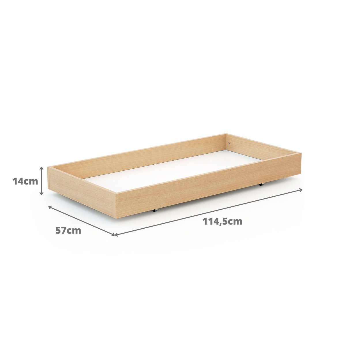 Tiroir de lit bébé en bois ROLO 60 x 120 hêtre verni, WEBABY