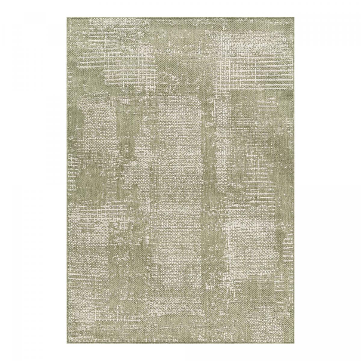 Tapis kilim, motif géométrique, tissé à plat, style ethnique vert, beige, UN AMOUR DE TAPIS