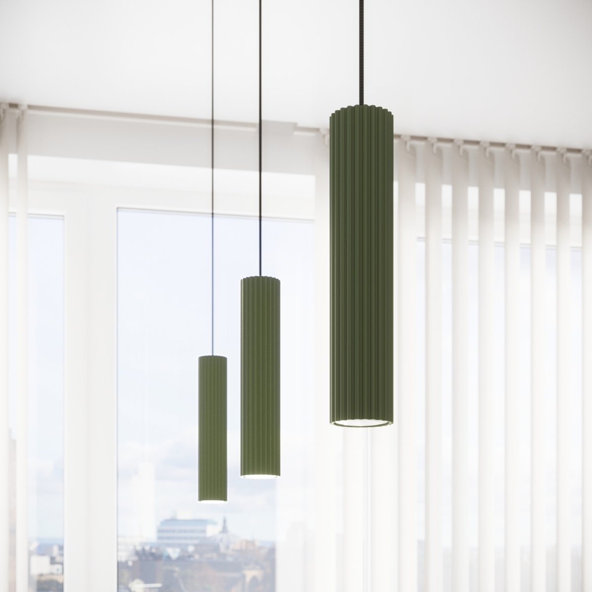 Suspension Aluminium Vert Olive GU10 2 Karbon vert, EDEN