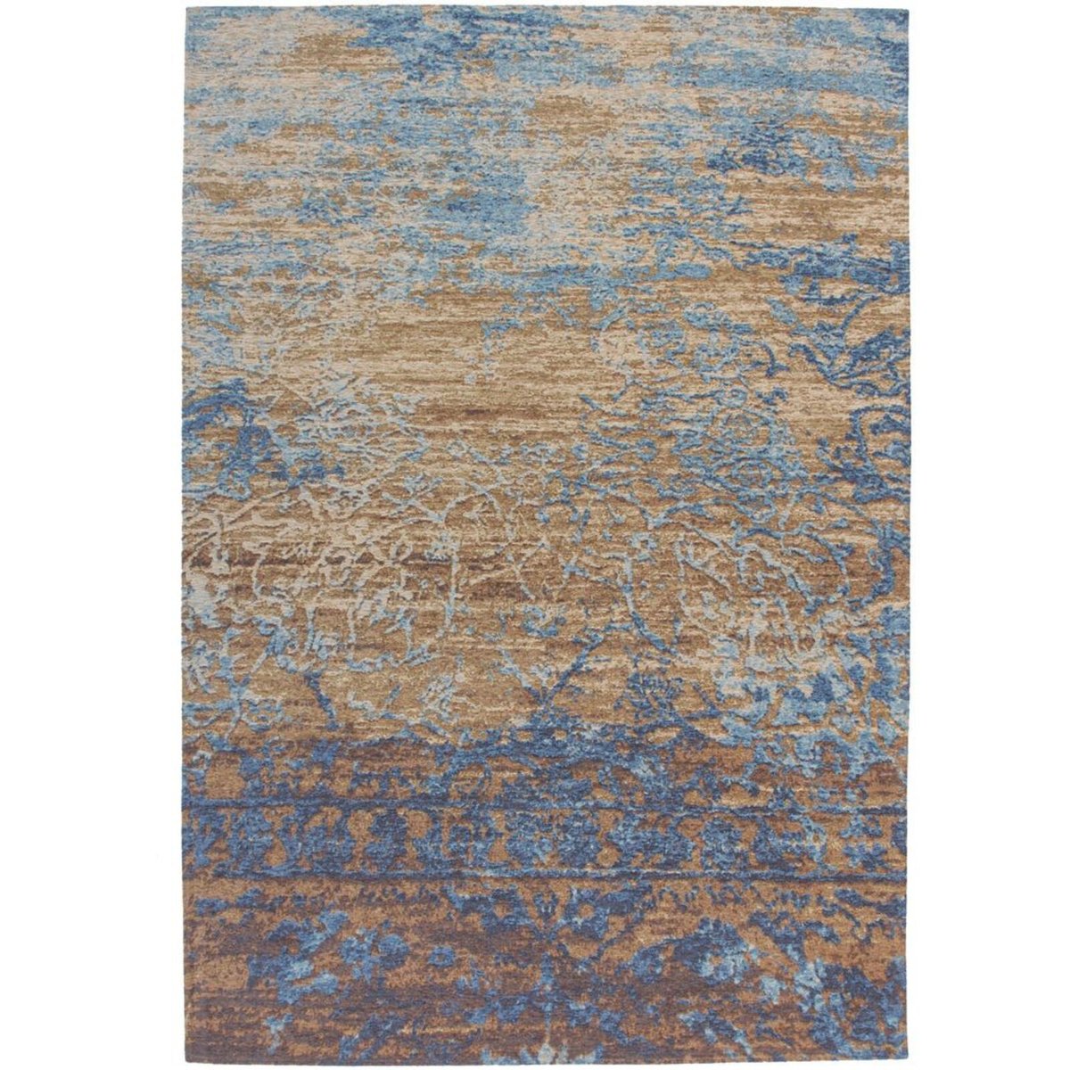 Tapis tissé à la main rectangulaire bleu, beige, ARTE ESPINA