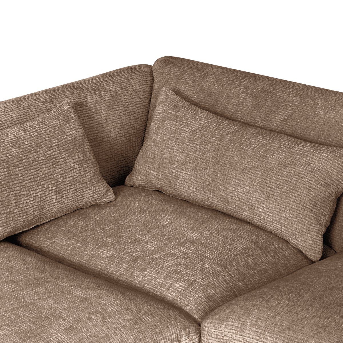 Canapé d’angle gauche en velours texturé BRENVO marron, WOOOD