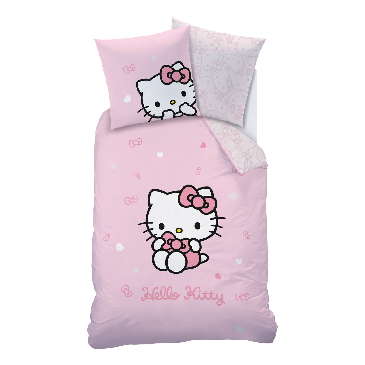 Parure de lit imprimée 100% coton, CUTE rose, HELLO KITTY