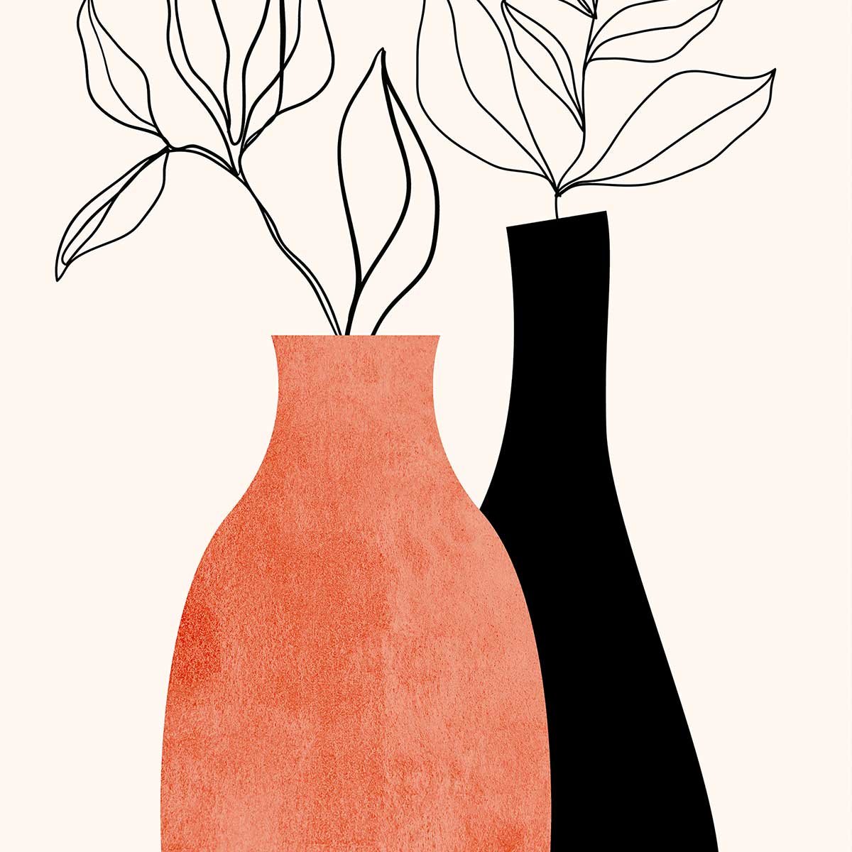 Affiche fleurs Madame et monsieur deco affiche + cadre en bois - noir, HEXOA