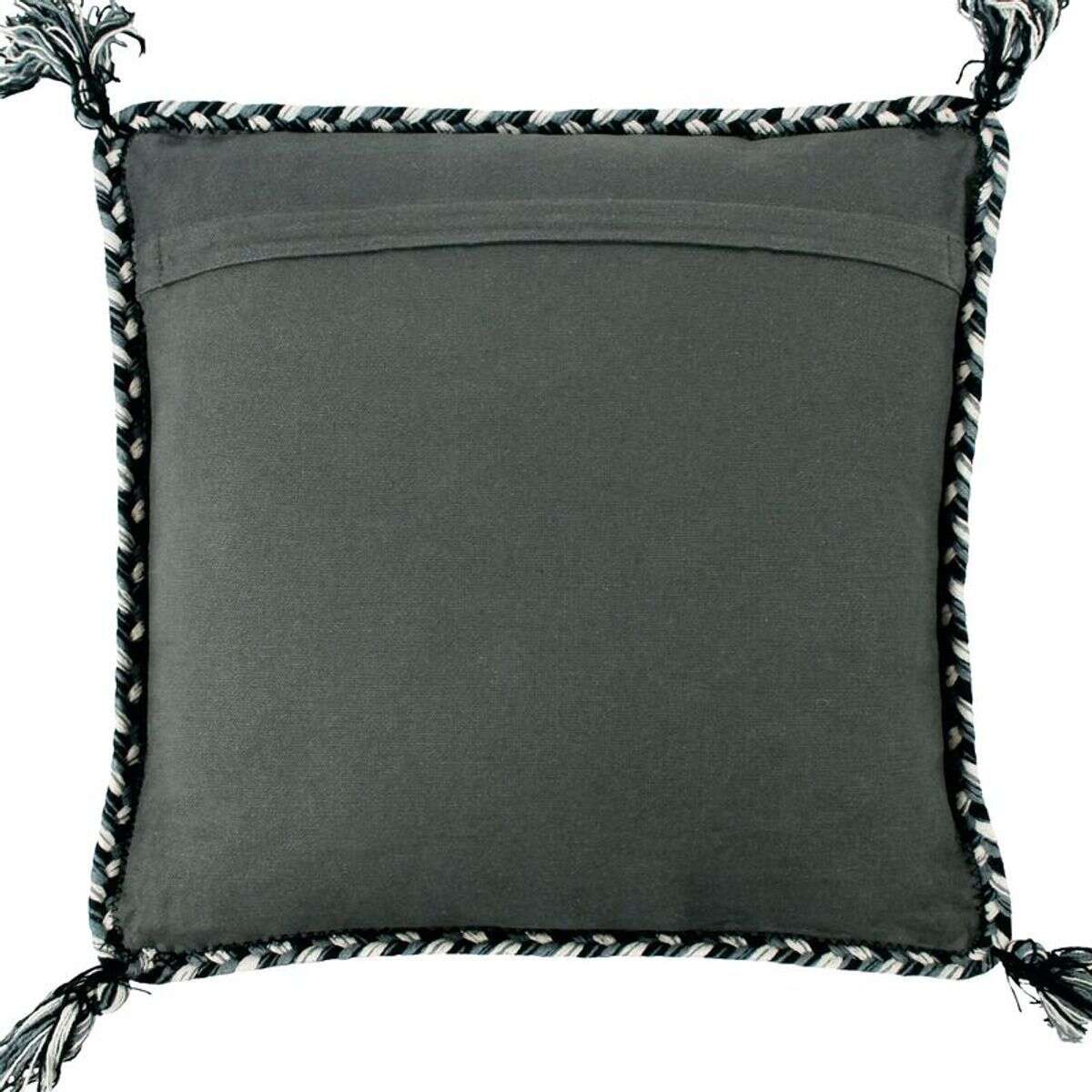 Coussin en coton tissé et tressé  SAHARA gris, THE DECO FACTORY