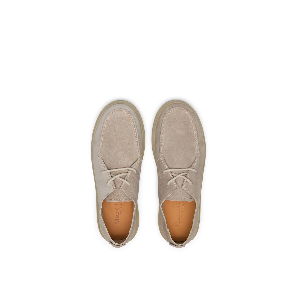 Mocassins à lacets Modèle Zen en cuir velours doux beige, MARC O'POLO