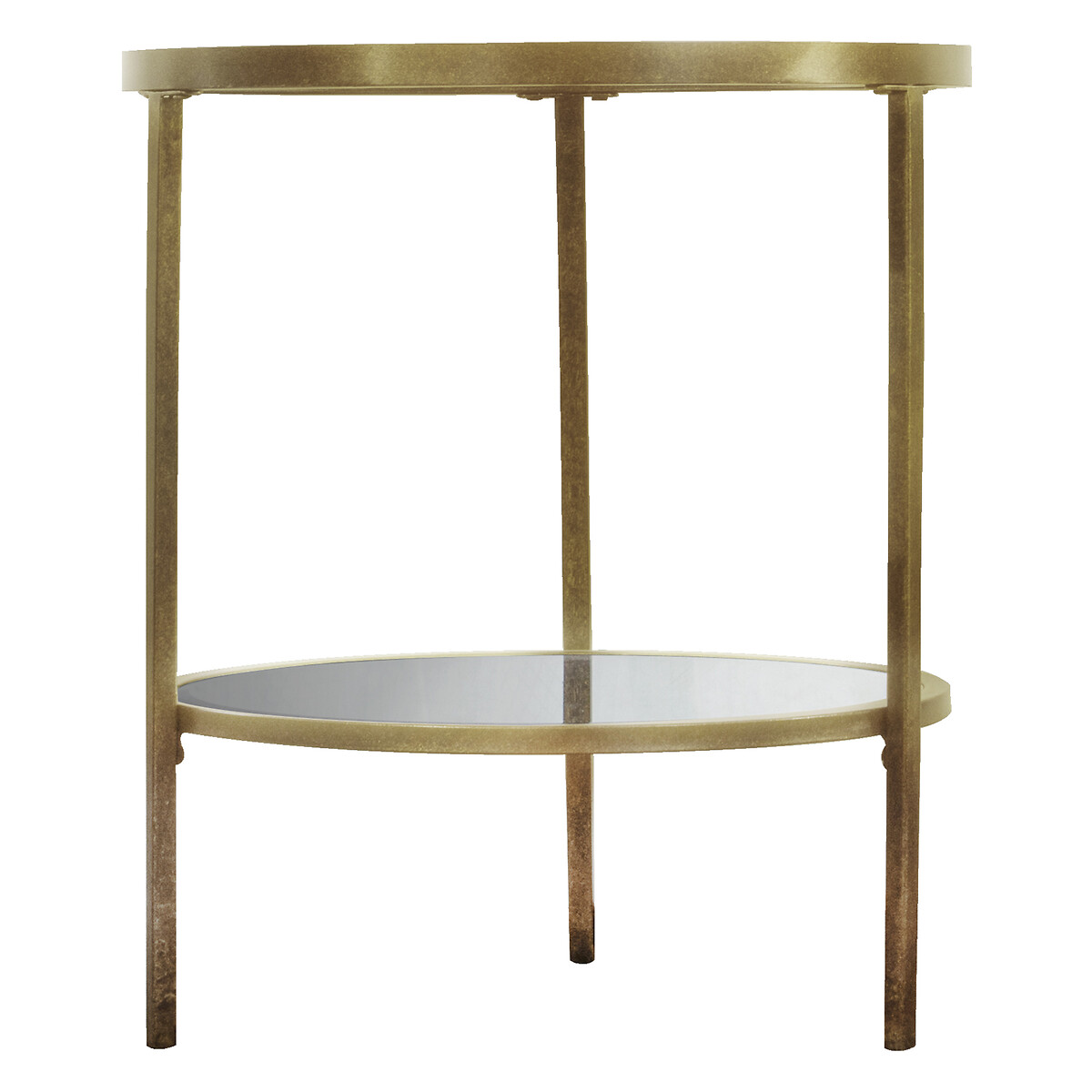 Hana Luxe Round Glass & Mirror Two Tier Side Table champagne, ÉDITÉ