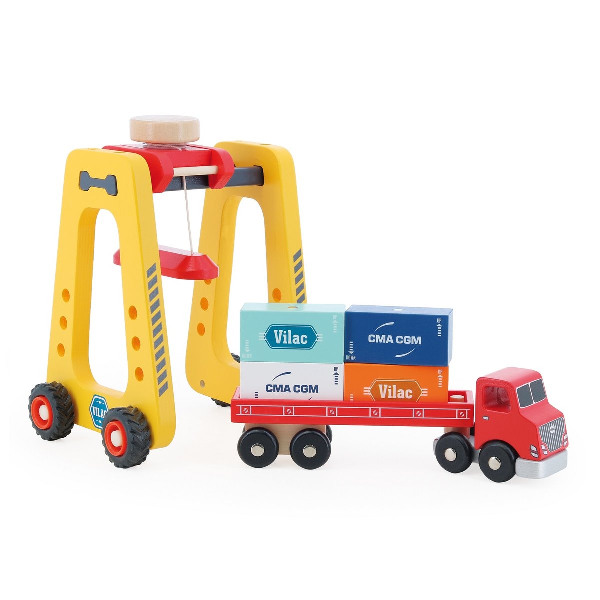 Enjambeur de docker et semi remorque jaune, VILAC
