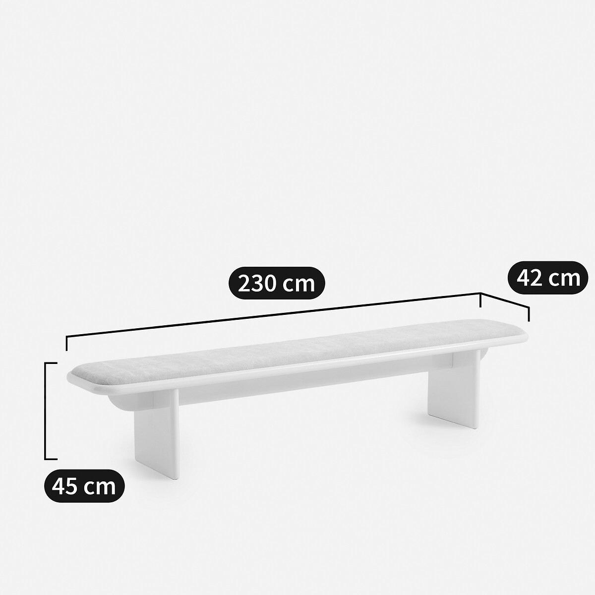 Banc XL en MDF laqué brillant, longueur 230 cm, MARVELA ecru, LA REDOUTE INTERIEURS