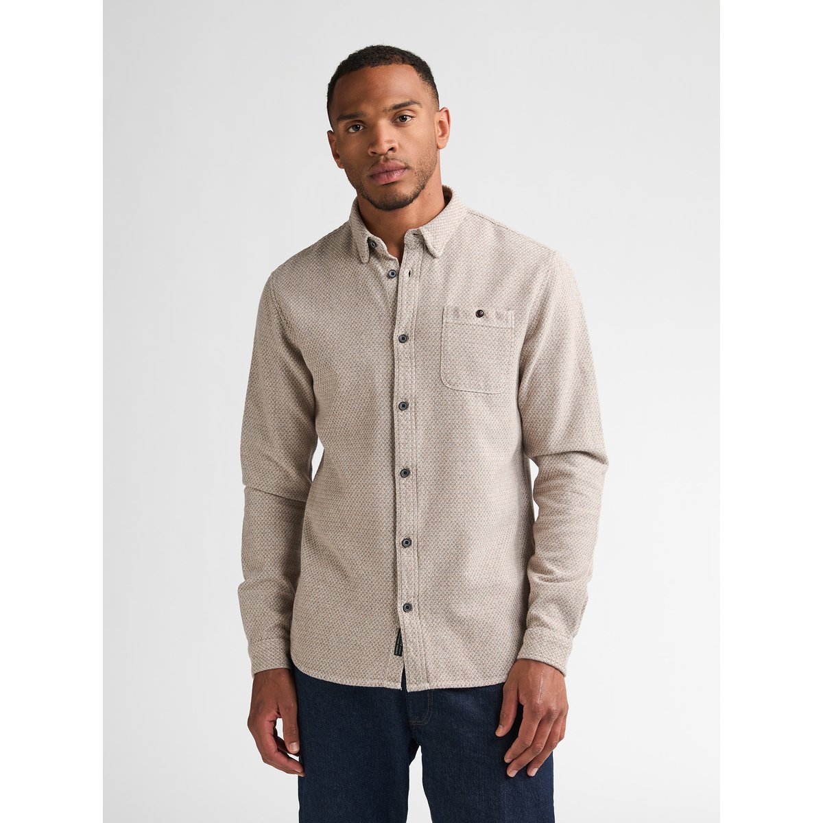 Chemise à manches longues texturée millstate orange oak, PETROL INDUSTRIES