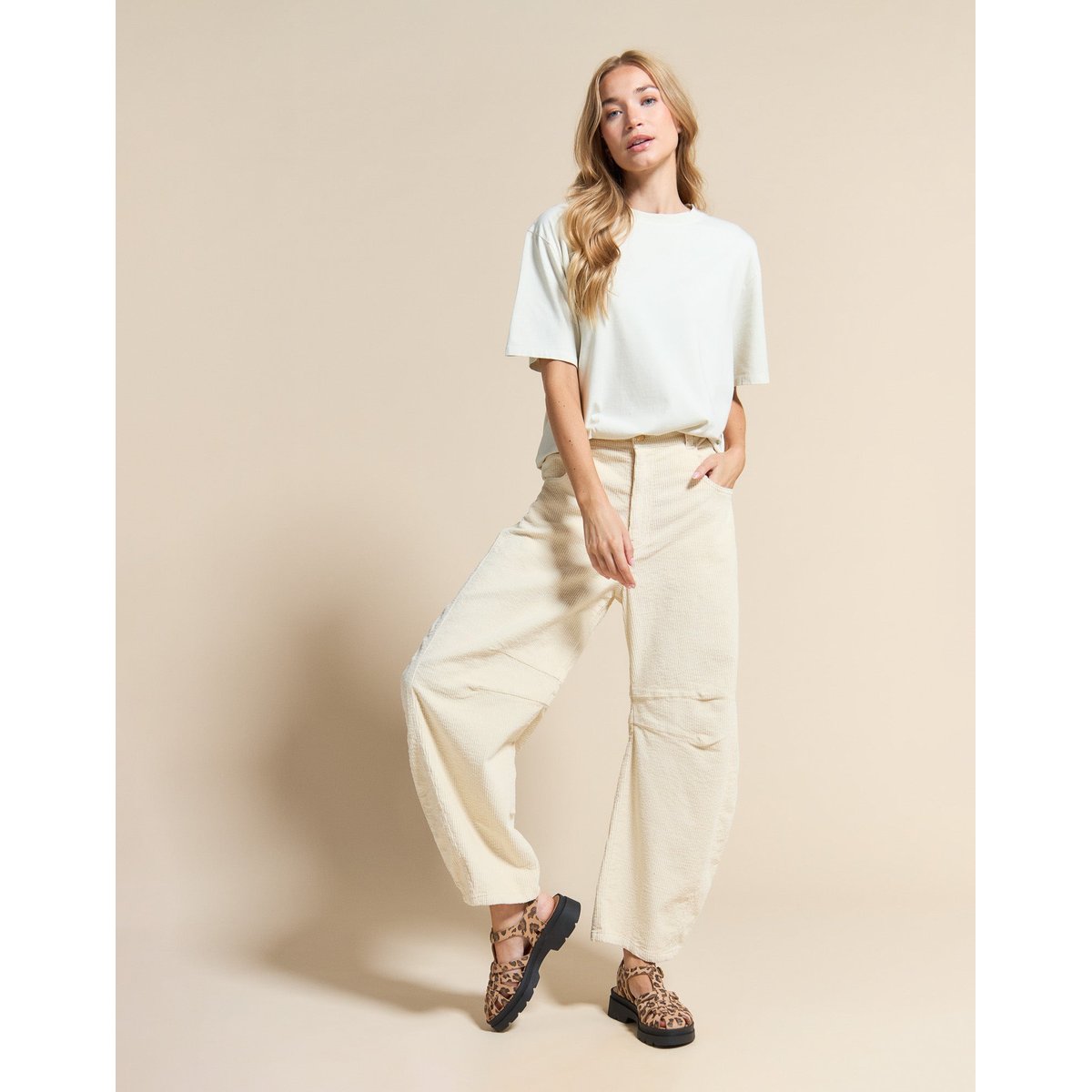 PANTALON BALOON VELOURS CREAM crème, PULLIN