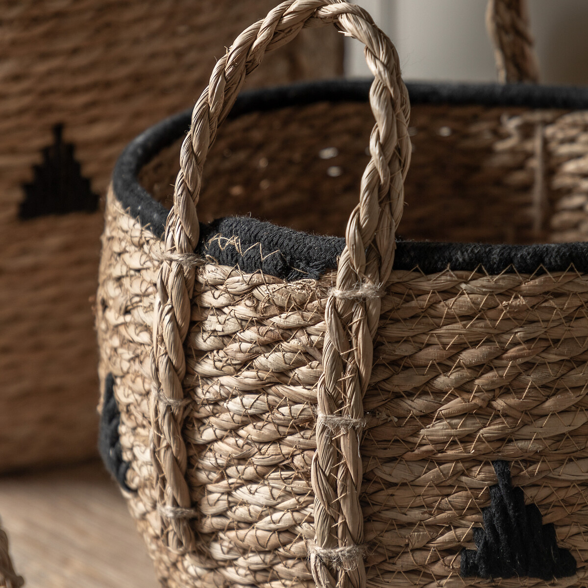 Set of 3 Titley Baskets Natural and Black black, ÉDITÉ