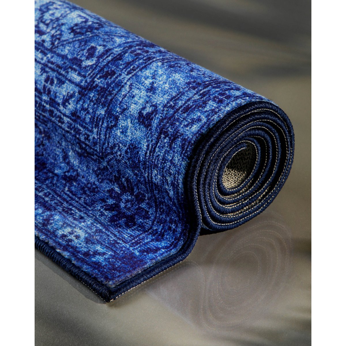 Tapis de bain WECONhome Ralph, design vintage oriental, dos TPE antidérapant, lavable 30 °C, certifié OEKO-TEX® , Ralph bleu multicolore, WECON HOME
