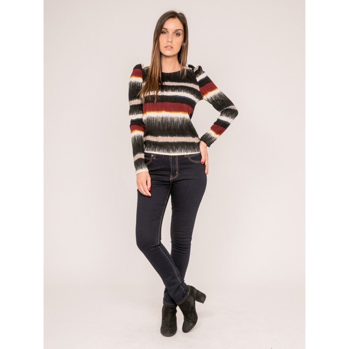 Top Manches Longues Motifs Fillo noir, DONA LISA