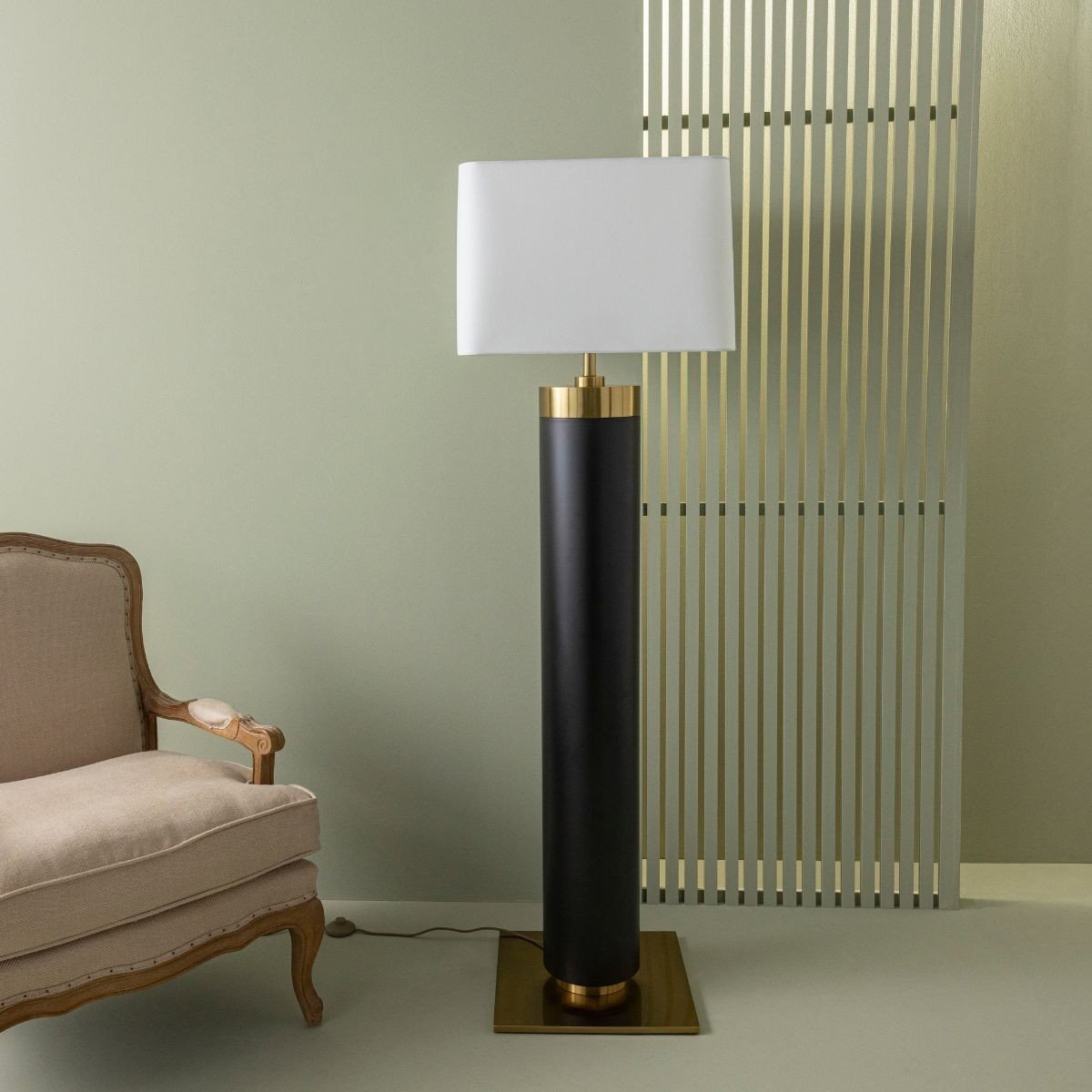 Lampe sur pied en métal noir et finition laiton doré H165 cm - VENDOME noir, SIGNATURE