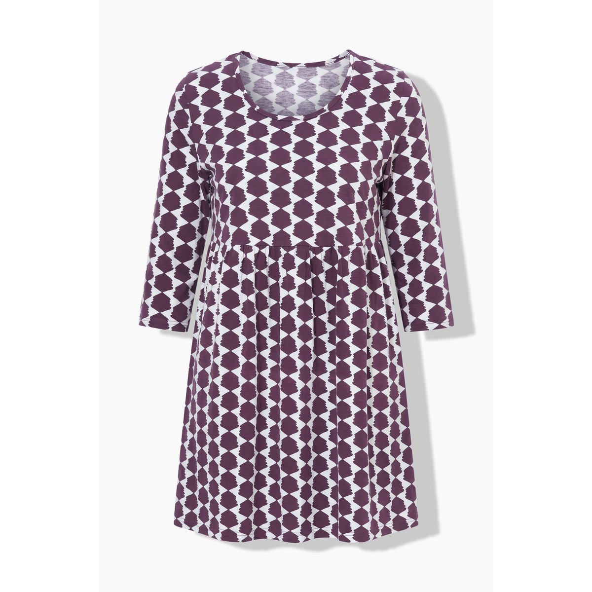 T-shirt long, imprimé graphique, coupe en A brun nougat, ULLA POPKEN