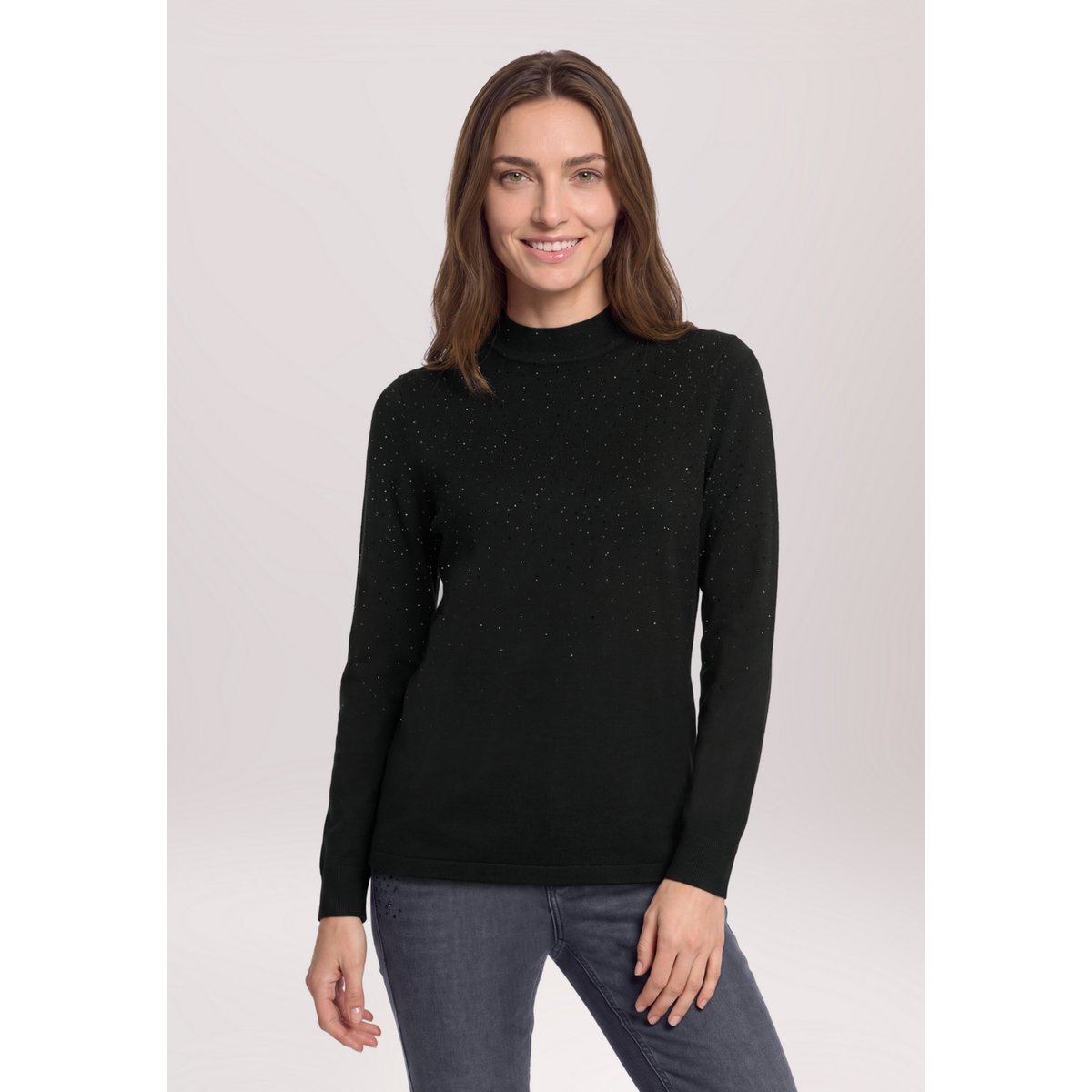 Pull-over en maille à col droit noir, BETTY BARCLAY