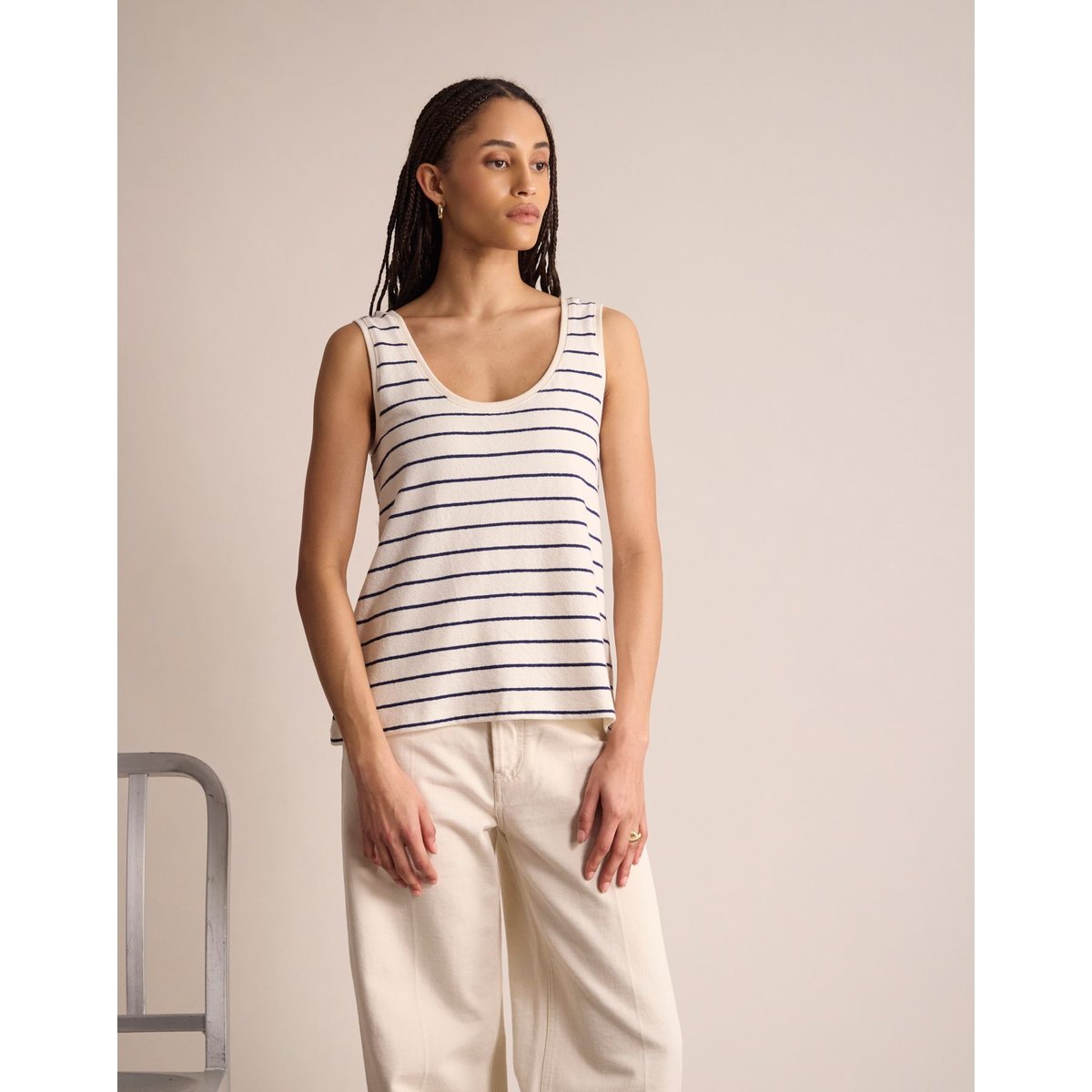 Top Sun en coton organique ecru, INES DE LA FRESSANGE PARIS