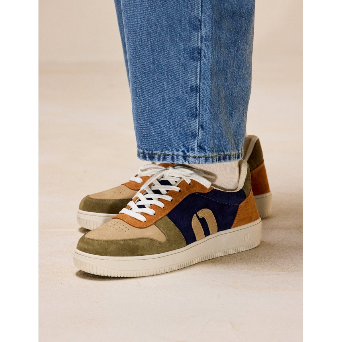 Baskets basses MATTHIEU kaki beige marron, ODAJE