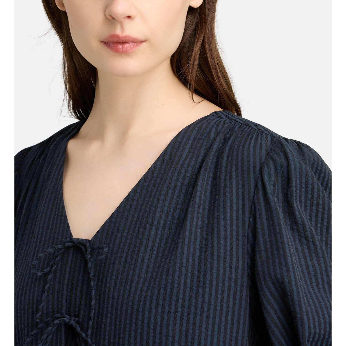 Robe courte filoute re seersucker rayures bleu marine, GALERIES LAFAYETTE