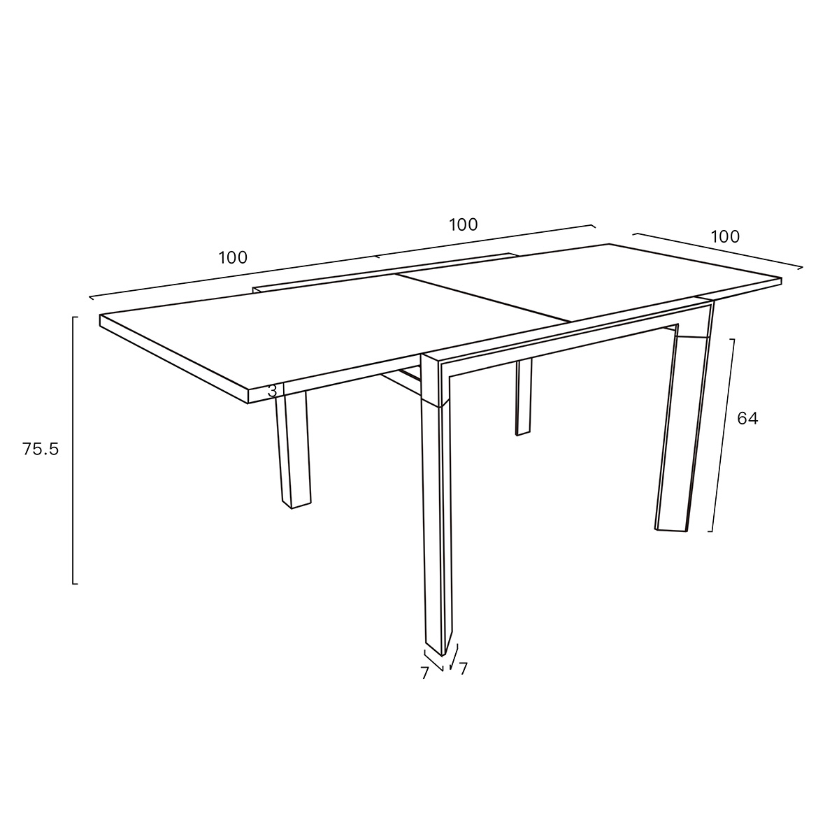 Table de jardin 4/8p alu et verre poli MODULO noir, WILSA GARDEN