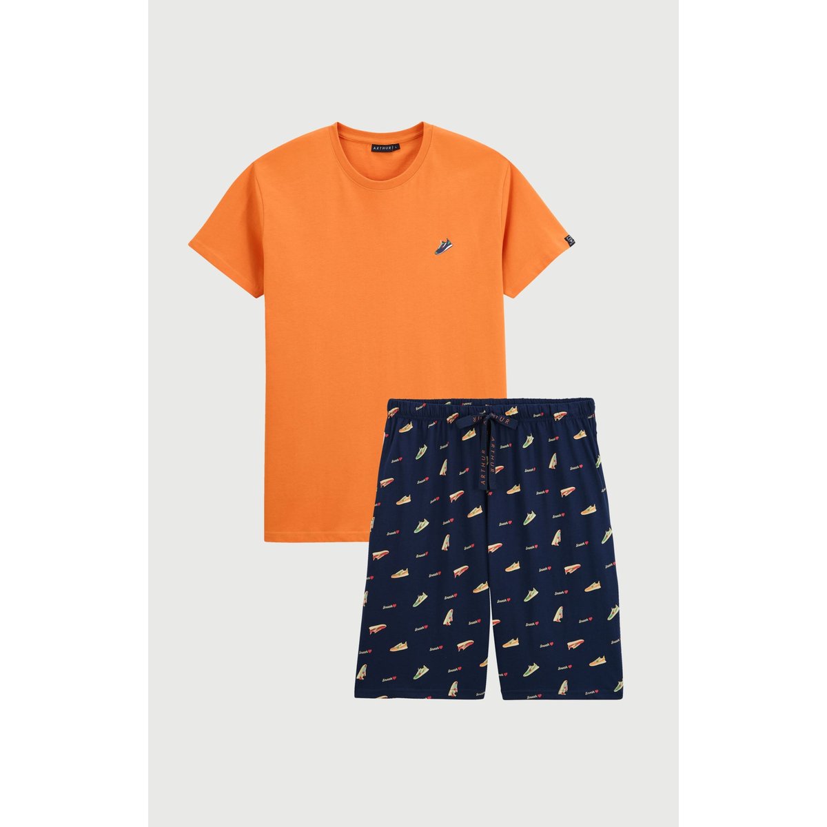 Pyjashort en coton imprimé Baskets marine, ARTHUR