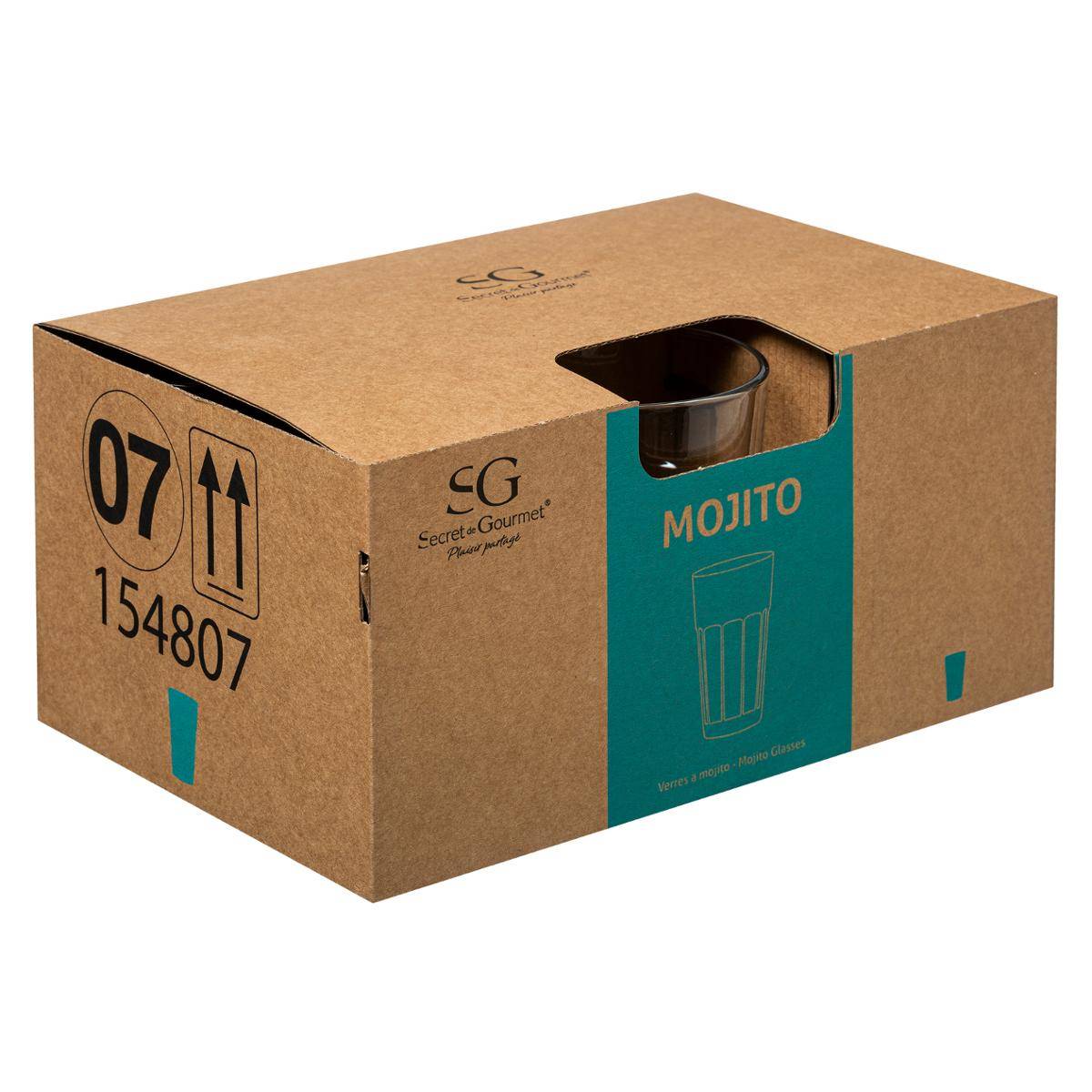 Lot de 6 verres à mojito en verre 36 cl MOJITO transparent, SECRET DE GOURMET