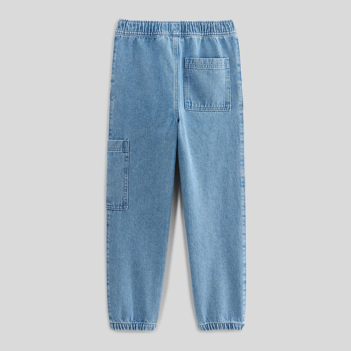 Jean cargo élastiqué contenant du coton BIO GOTS bleach denim, MONOPRIX