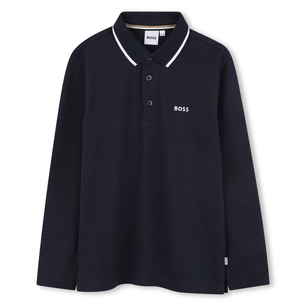 Polo à manches longues bleu cargo, BOSS KIDSWEAR