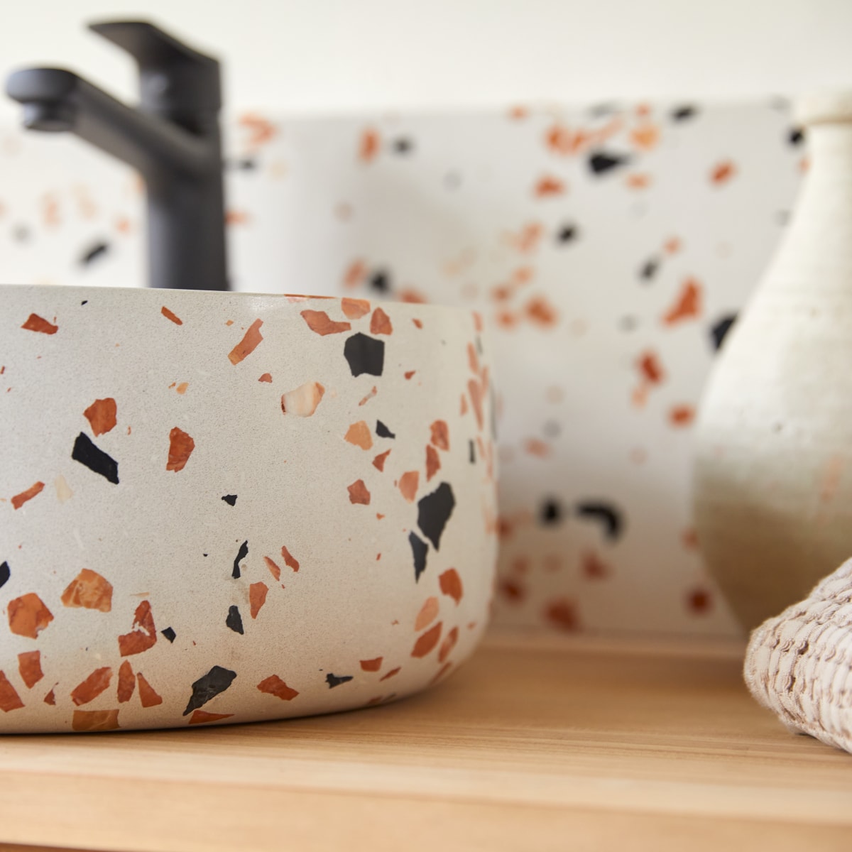 Vasque en Terrazzo premium, MILOS marron, TIKAMOON
