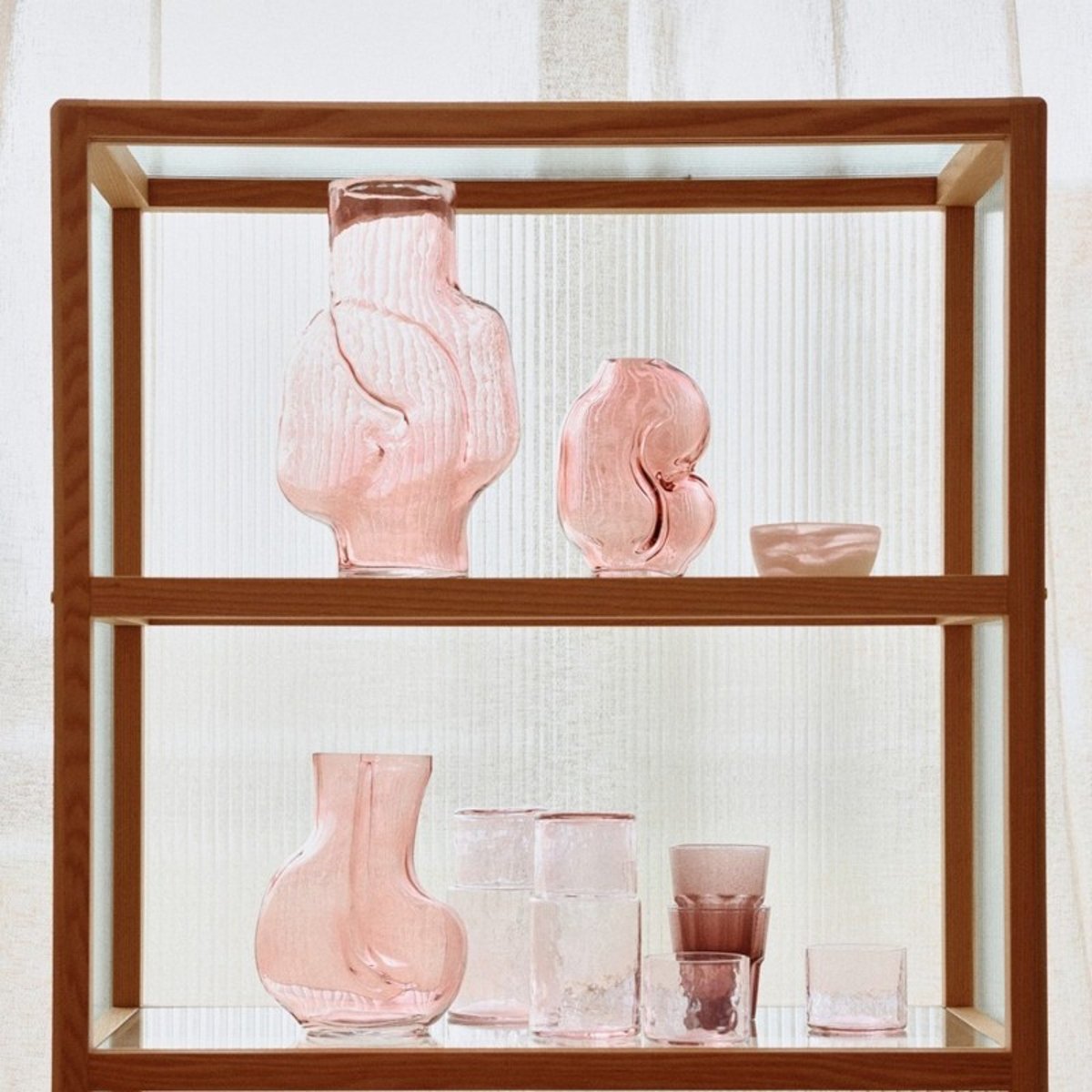 Vase design organique verre Gleam rose, HKLIVING