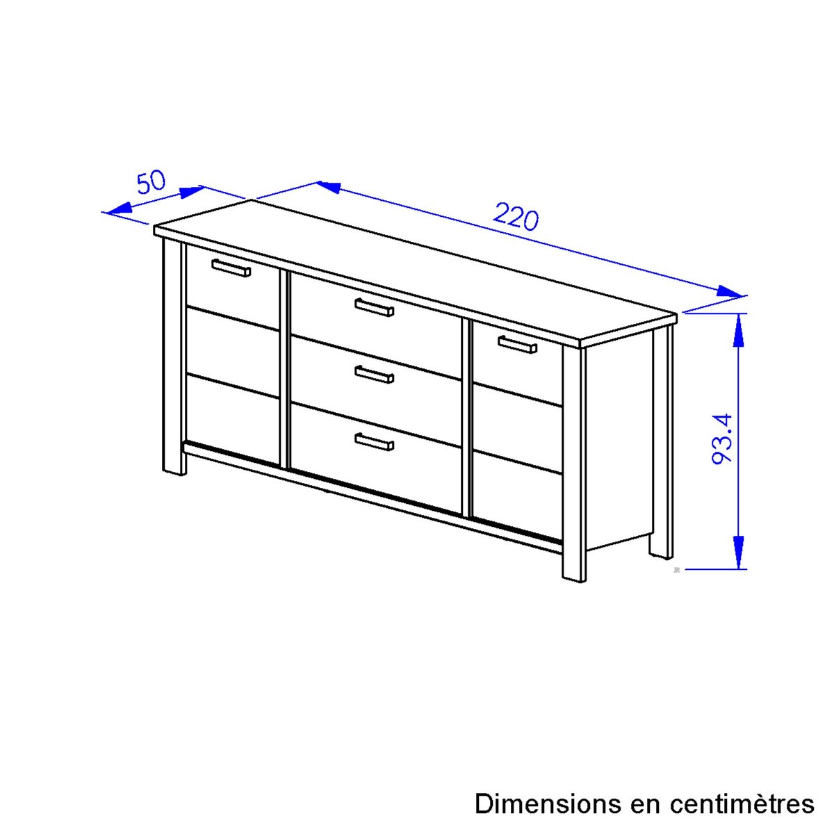 Buffet 2 portes 3 tiroirs MANOSQUE beige, GAMI