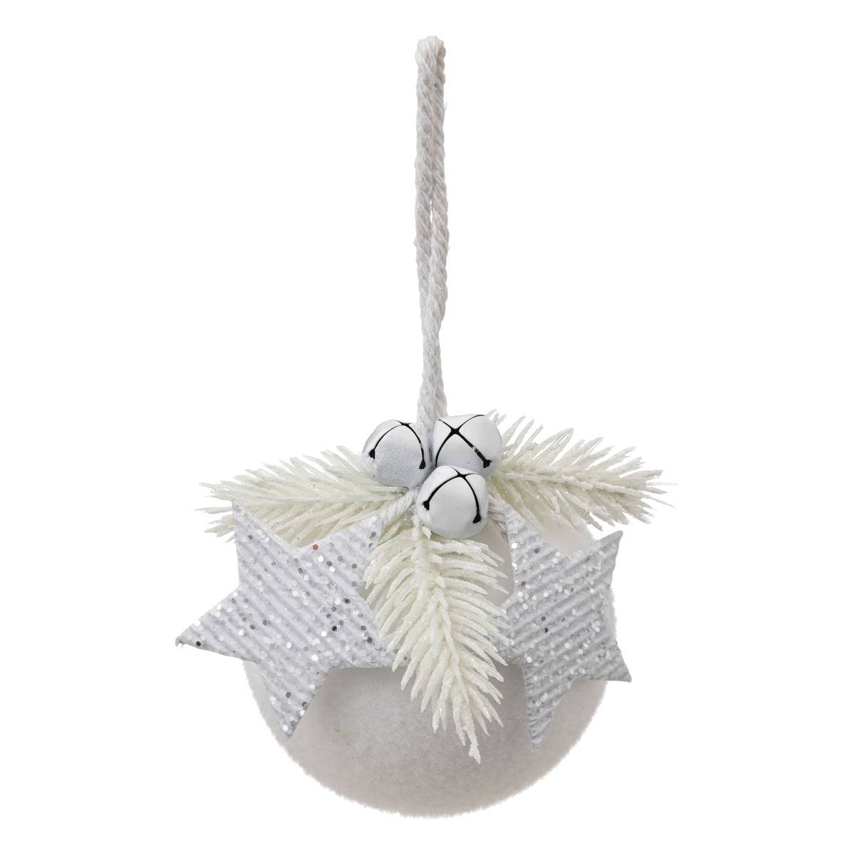 Boule de Noël blanche D. 8 cm blanc, FEERIC LIGHTS & CHRISTMAS