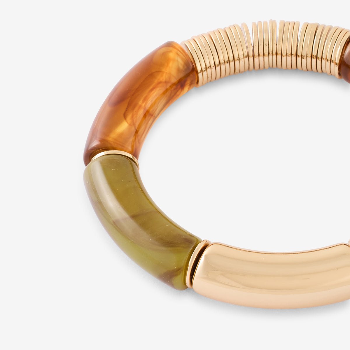 Bracelet tubes en résine vert et marron vert, BALABOOSTE
