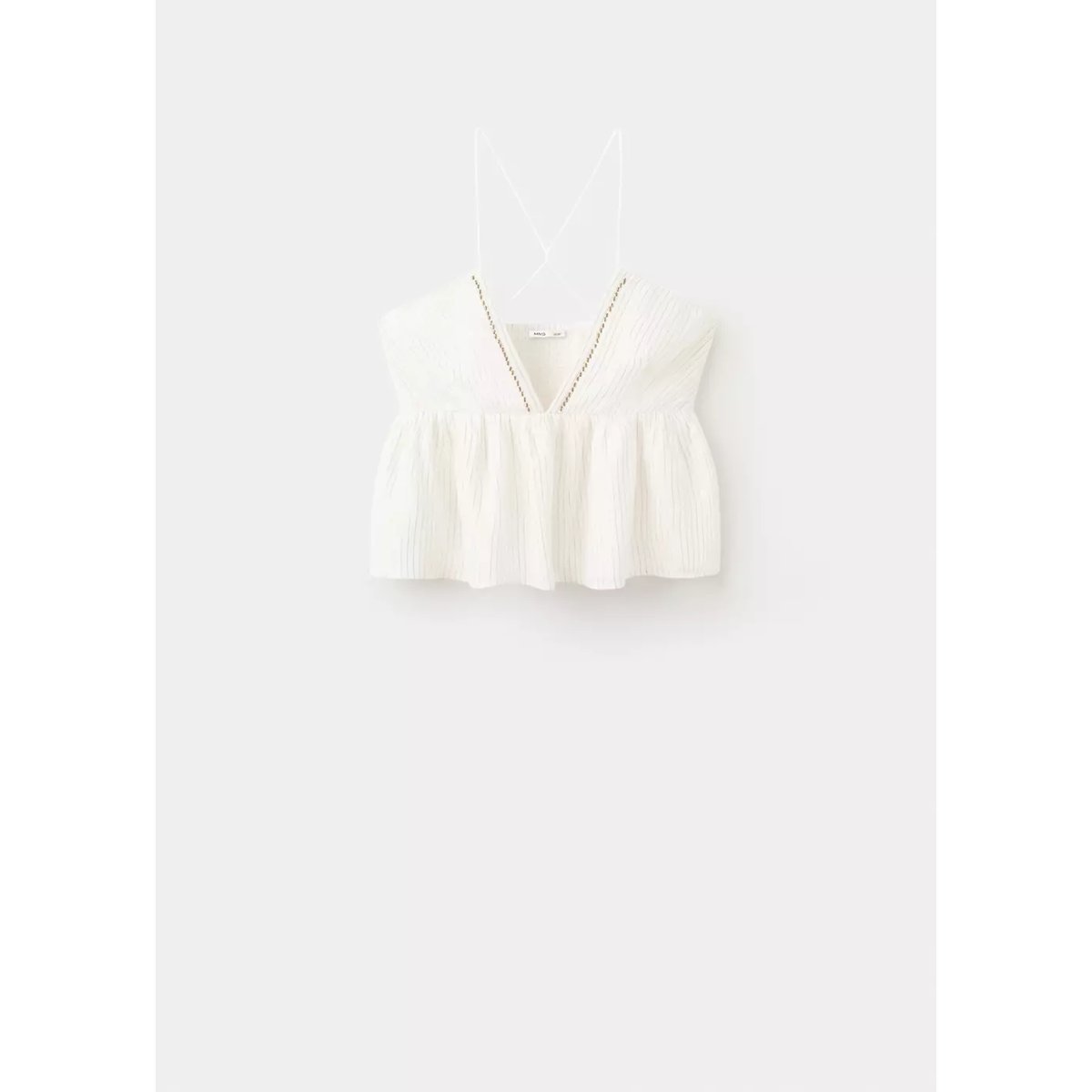 Top détails brodés blanc cassé, MANGO TEEN