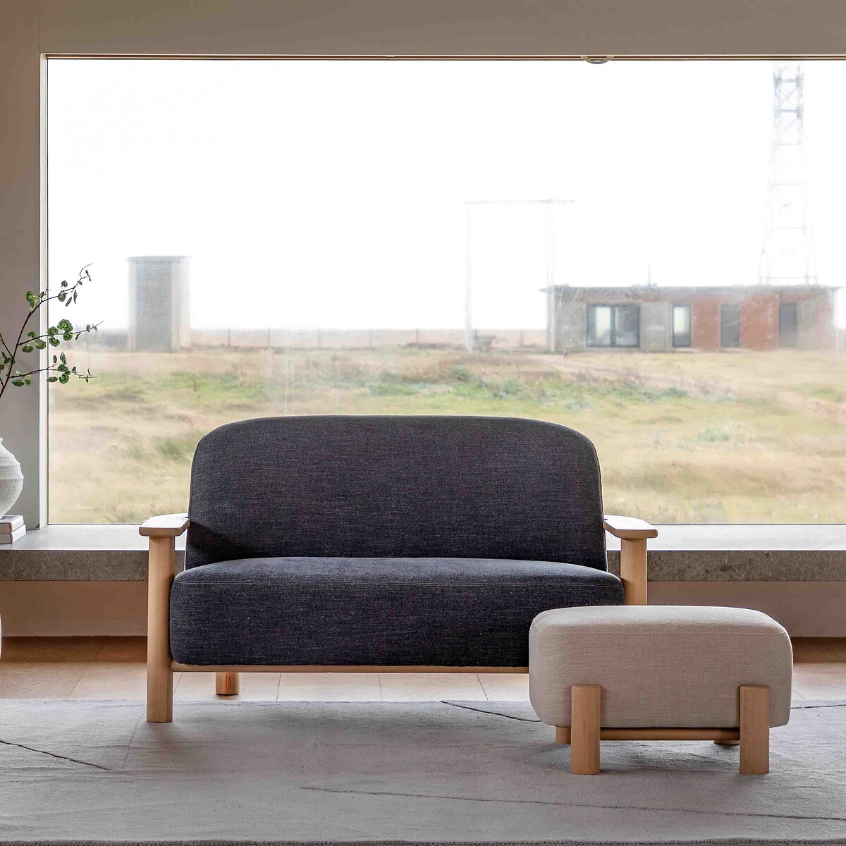 Huxley Velvet Chenille Footstool dusty, ÉDITÉ
