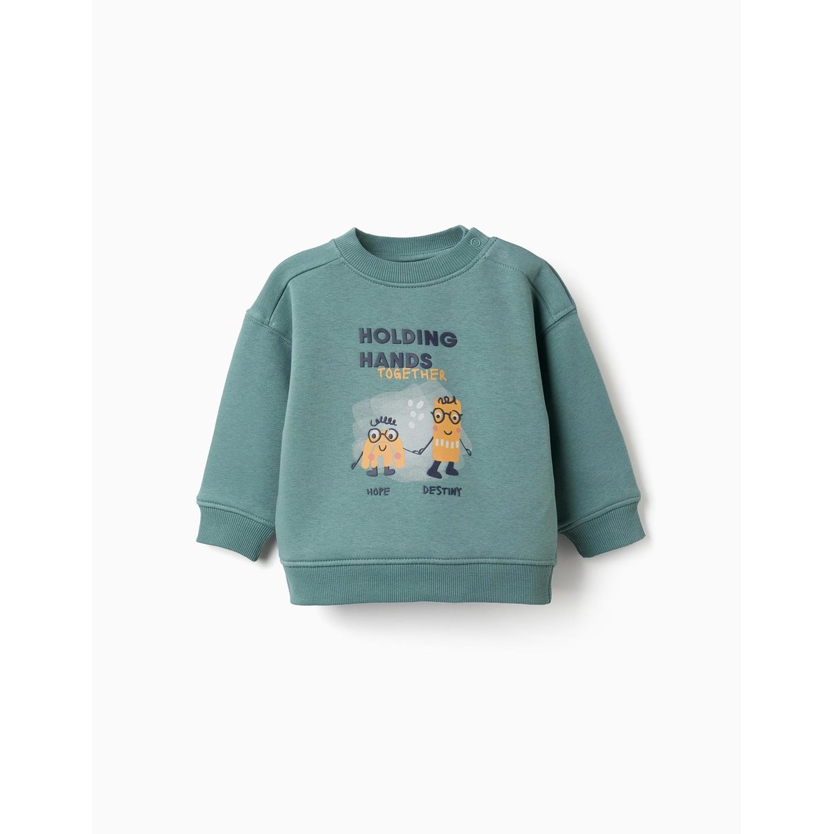 Sweat en coton peigné à imprimé Invisible Dreamers vert clair, ZIPPY