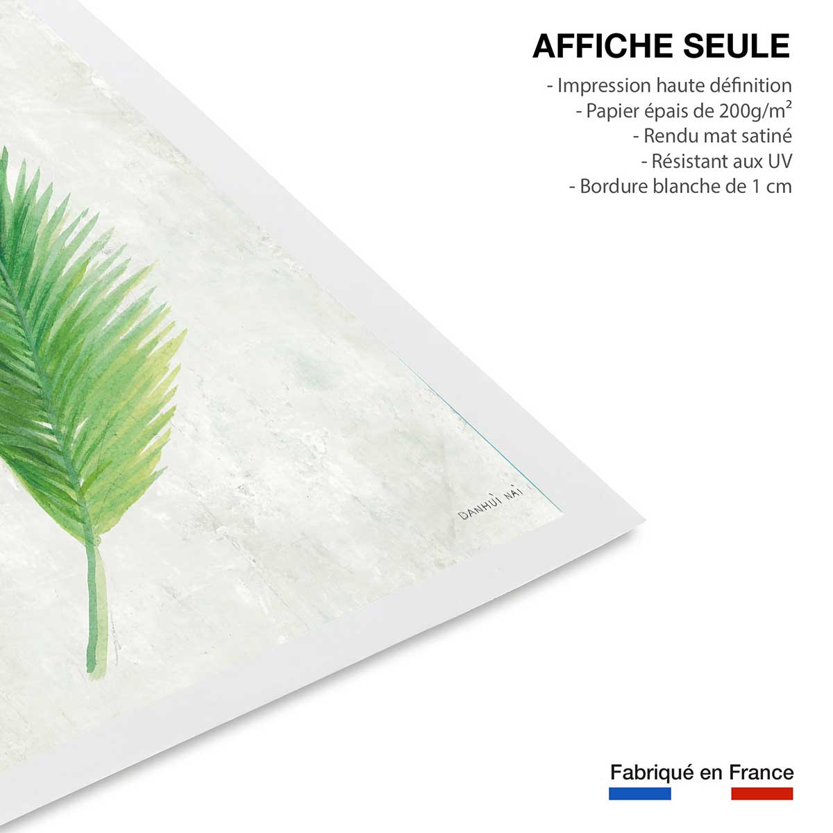 Affiche palme tropicale illustrée affiche seule, HEXOA