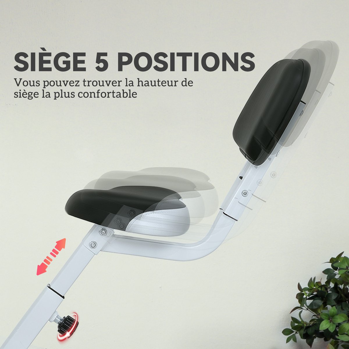 Vélo d'appartement magnétique rouge, HOMCOM