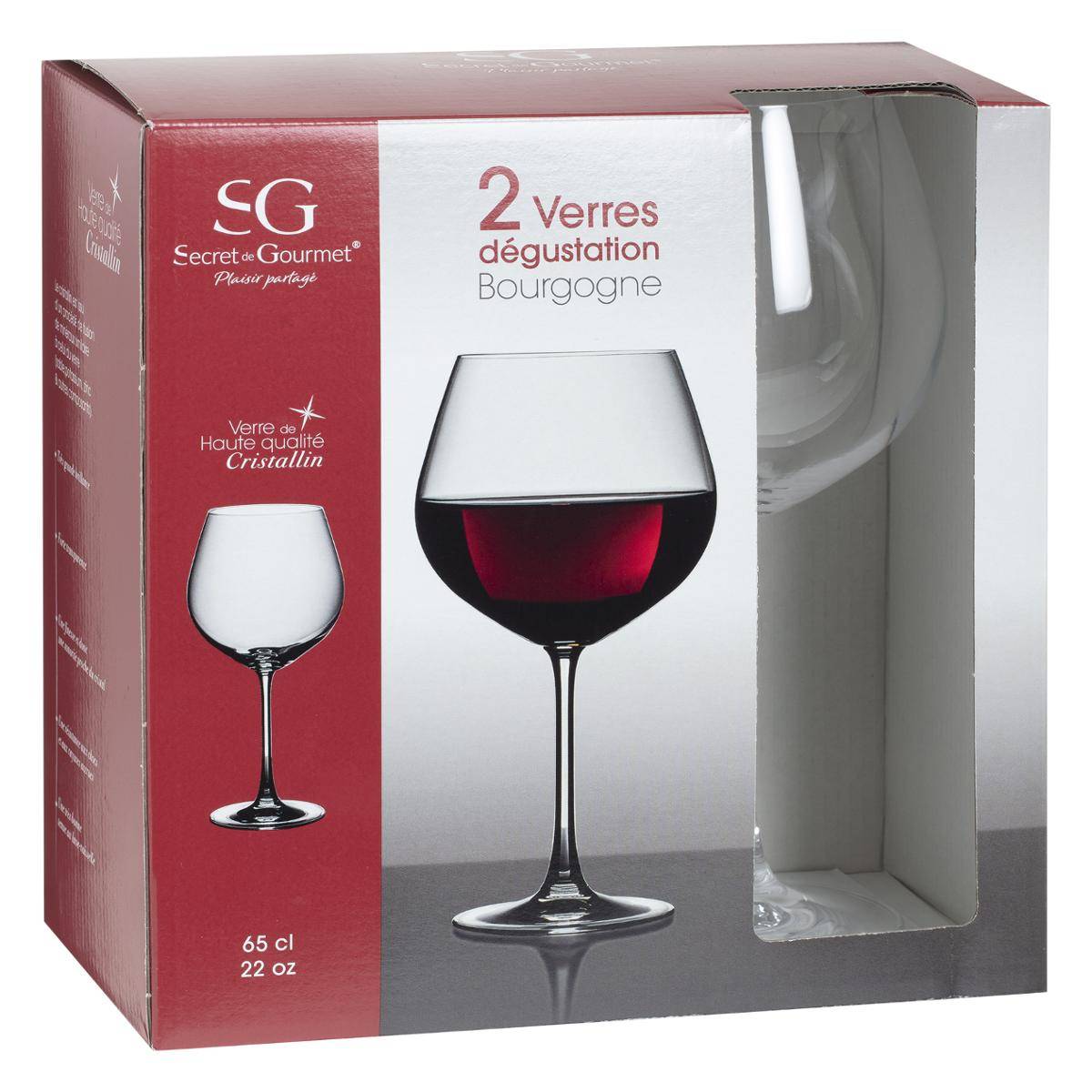 Lot de 2 verres hauts en verre 21,3 cm DEGUS transparent, SECRET DE GOURMET