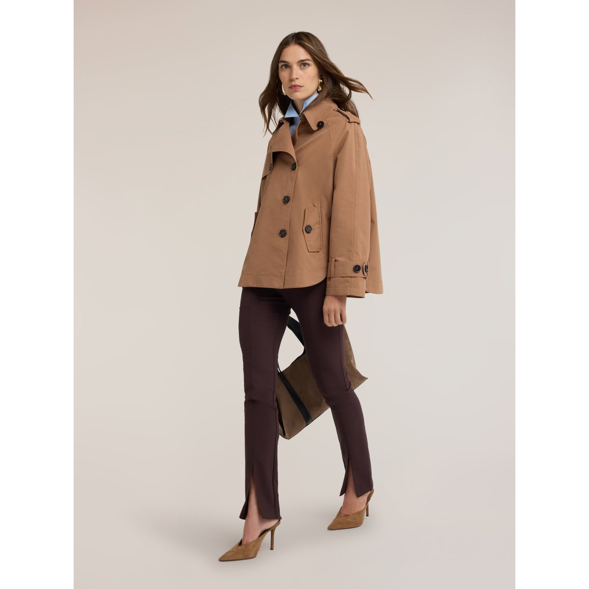 Trench-coat court croisé marron, MOTIVI
