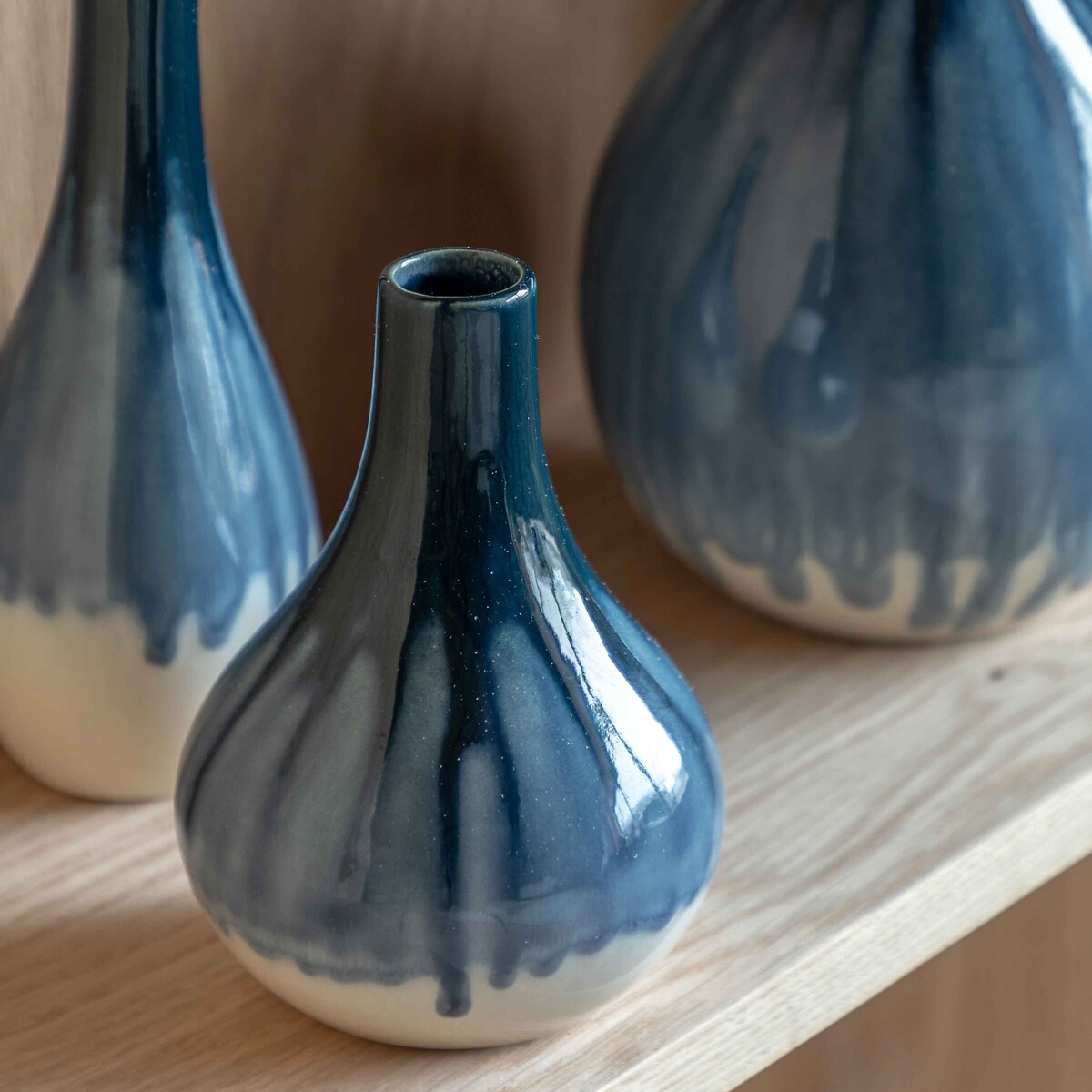 Set of 3 Ornica Organic Fade Ceramic Vases blue, ÉDITÉ