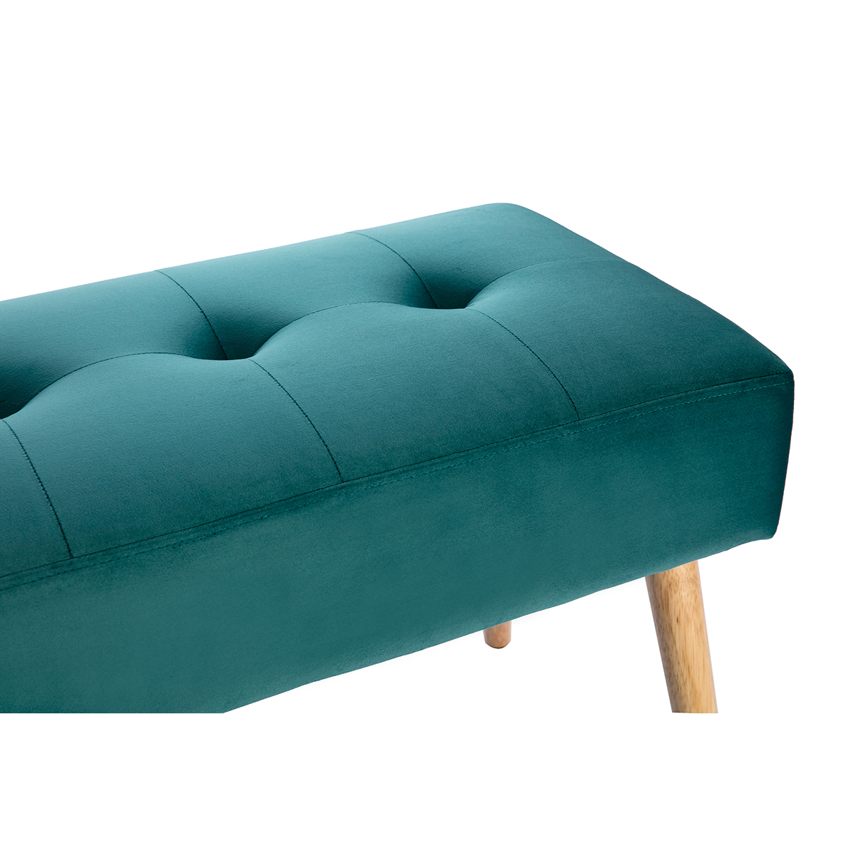 Banc scandinave capitonné L96 cm GUESTA bleu pétrole, MILIBOO