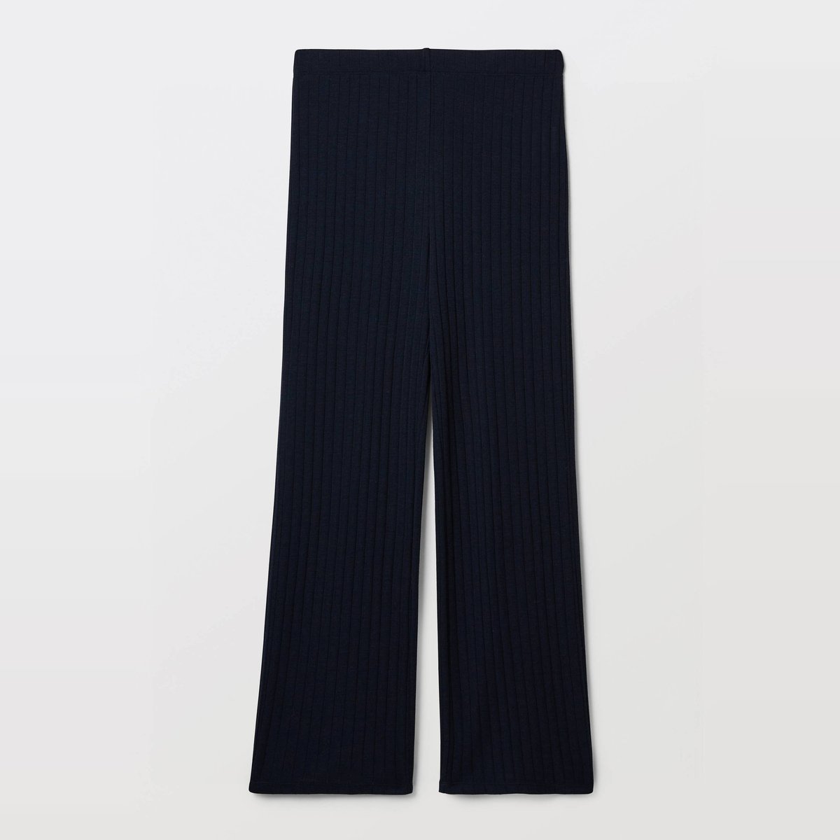 Pantalon uni en laine et soie marine, MONOPRIX