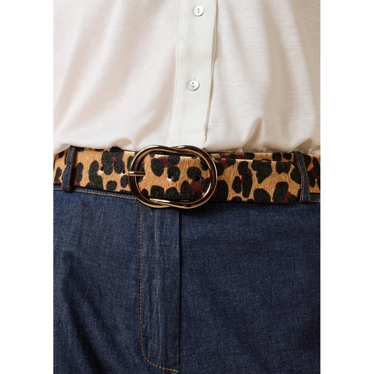 Ceinture léopard boucle ovale marron, LA FEE MARABOUTEE
