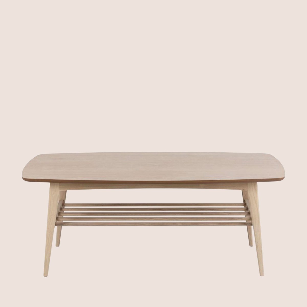 Table basse rectangulaire en chêne blanchi 1 tablette - KIRSTEN bois clair, HELLIN, DEPUIS 1862